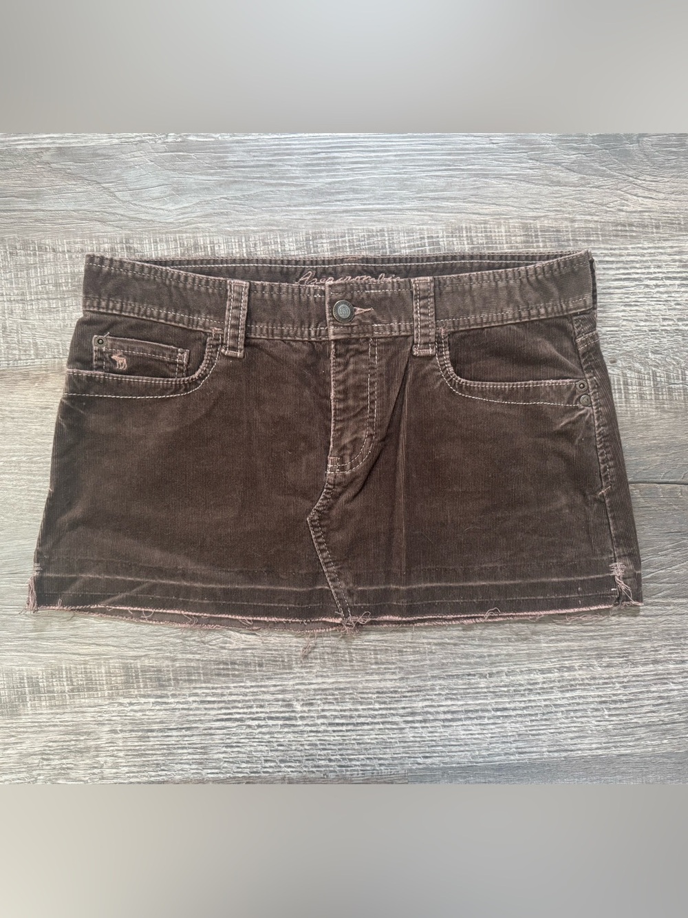 Abercrombie & Fitch Y2K Brown Corduroy Micro Mini Skirt Raw Hem Sz 6 Mallcore